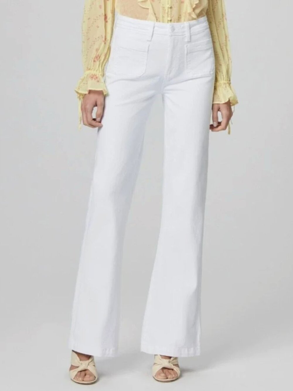 PAIGE | Leenah Wide Leg Trouser Jean in White